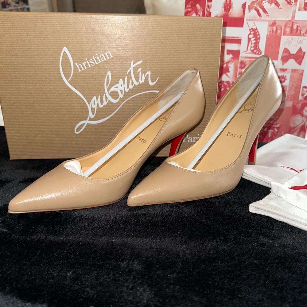 Christian Louboutin Apostrophy Pump 85mm - Nappa Leather - Blush, Size: 37.5